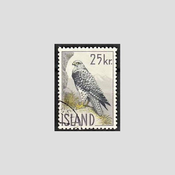 FRIMRKER ISLAND | 1960 - AFA 340 - Islandsk falk - 25 kr. grlilla/gr/gul - Stemplet