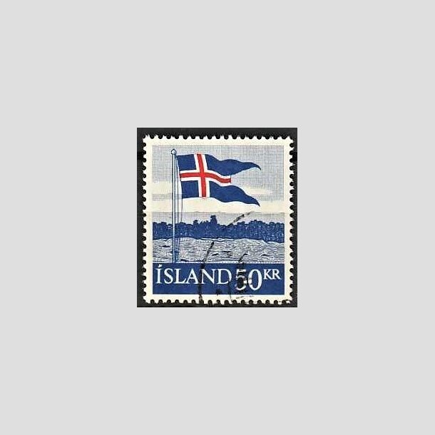 FRIMRKER ISLAND | 1958 - AFA 329 - Det islandske flag - 50 kr. bl/rd - Stemplet