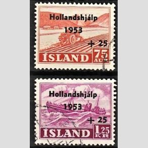 FRIMRKER ISLAND | 1953 - AFA 286,287 - Hollandshjlpen - 75 + 25 aur + 1,25 kr./25 aur i st - Stemplet