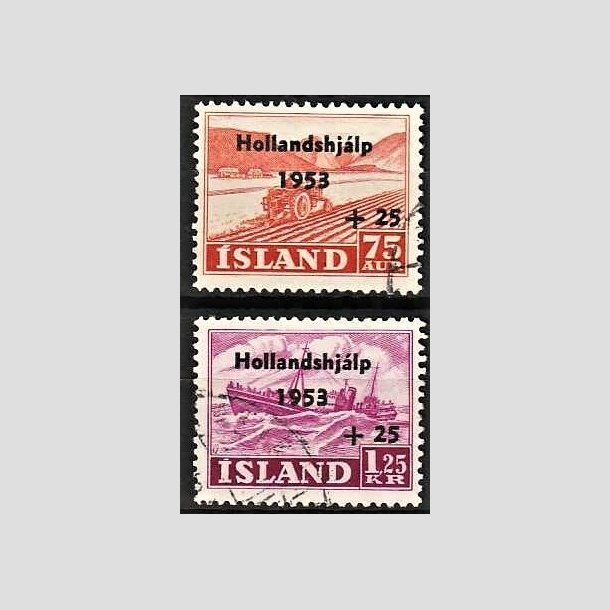 FRIMRKER ISLAND | 1953 - AFA 286,287 - Hollandshjlpen - 75 + 25 aur + 1,25 kr./25 aur i st - Stemplet