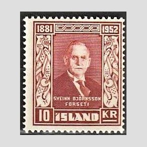 FRIMRKER ISLAND | 1952 - AFA 284 - Sveinn Bjrnsson - 10 Kr. brun - Postfrisk