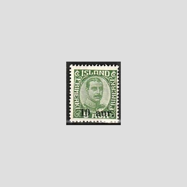 FRIMRKER ISLAND | 1921-22 - AFA 106 - Provisorier - 10/5 aur grn - Postfrisk