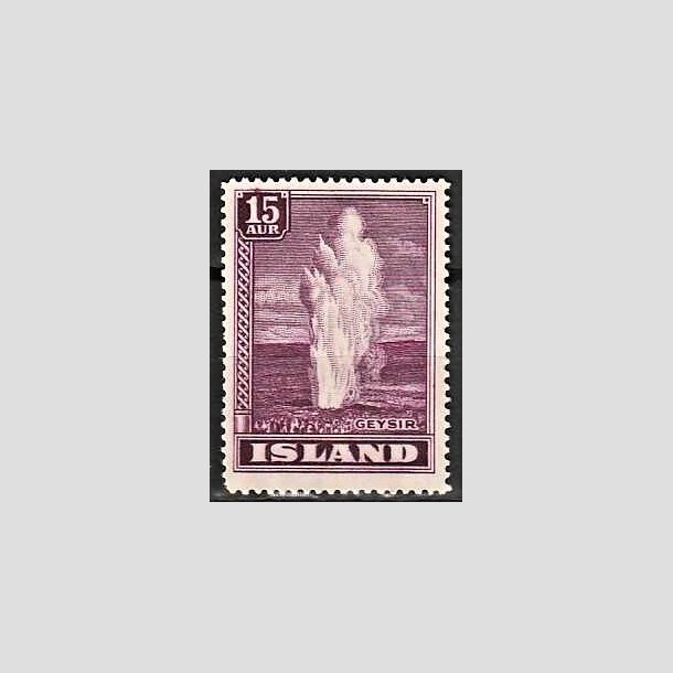 FRIMRKER ISLAND | 1938-39 - AFA 194 - Geysir - 15 aur mrklilla - Postfrisk