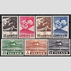 FRIMRKER ISLAND | 1948 - AFA 248-54 - Hekla i udbrud - 12 aur - 10 kr. i st - Postfrisk