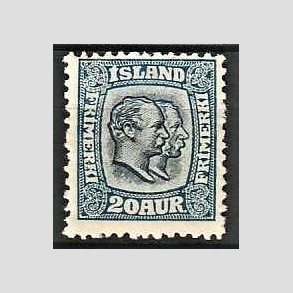 FRIMRKER ISLAND | 1907 - AFA 56 - Chr. IX og Frederik VIII - 20 aur bl tk. 12 3/4 - Ubrugt 