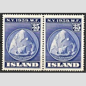 FRIMRKER ISLAND | 1939 - AFA 207 - Verdensudstilling i New York - 35 aur ultramarin i par - Postfrisk