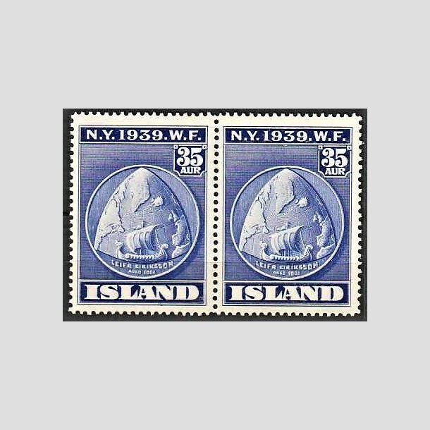 FRIMRKER ISLAND | 1939 - AFA 207 - Verdensudstilling i New York - 35 aur ultramarin i par - Postfrisk