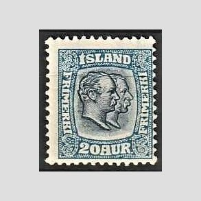 FRIMRKER ISLAND | 1907 - AFA 56 - Chr. IX og Frederik VIII - 20 aur bl tk. 12 3/4 - Ubrugt 