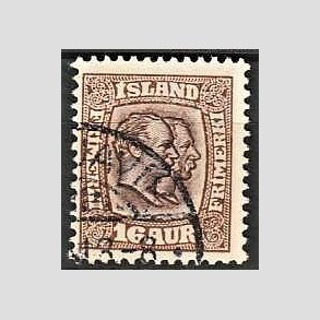FRIMRKER ISLAND | 1907 - AFA 55 - Chr. IX og Frederik VIII - 16 aur brun tk. 12 3/4 - Stemplet