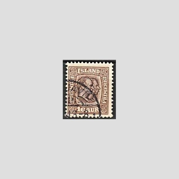 FRIMRKER ISLAND | 1907 - AFA 55 - Chr. IX og Frederik VIII - 16 aur brun tk. 12 3/4 - Stemplet