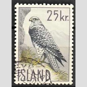 FRIMRKER ISLAND | 1960 - AFA 340 - Islandsk falk - 25 kr. grlilla/gr/gul - Stemplet