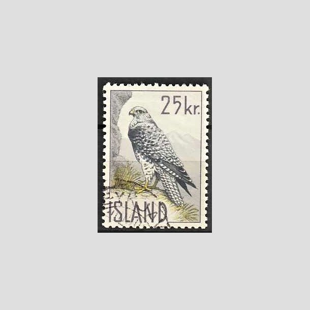 FRIMRKER ISLAND | 1960 - AFA 340 - Islandsk falk - 25 kr. grlilla/gr/gul - Stemplet