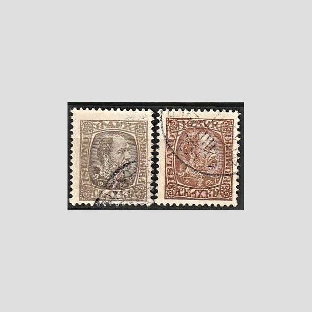 FRIMRKER ISLAND | 1902-04 - AFA 38,40 - Kong Chr. IX - 6 + 16 aur - Stemplet