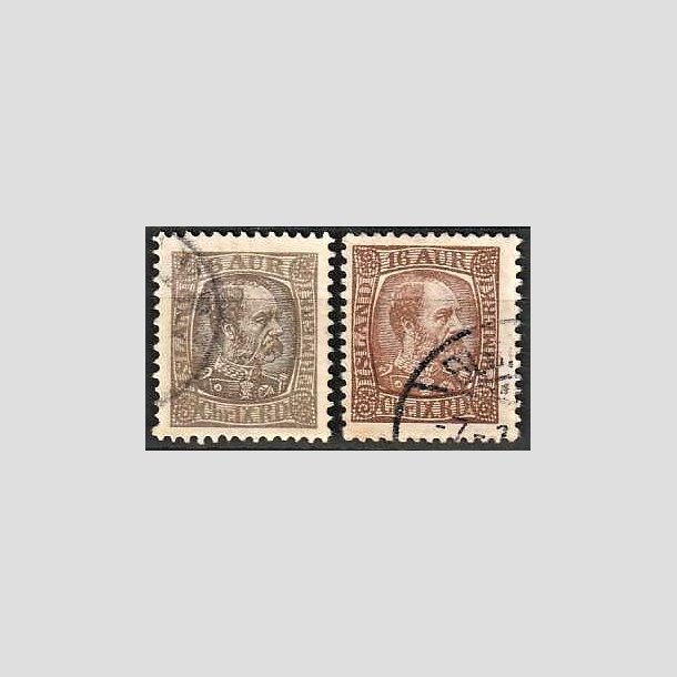 FRIMRKER ISLAND | 1902-04 - AFA 38,40 - Kong Chr. IX - 6 + 16 aur - Stemplet