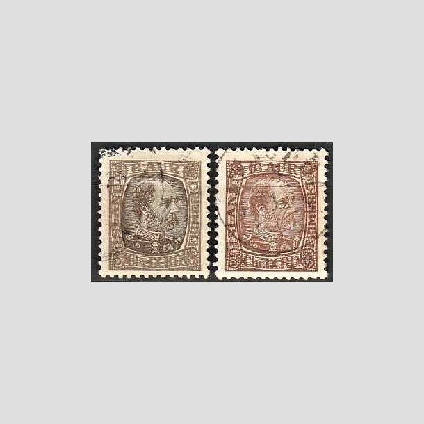 FRIMRKER ISLAND | 1902-04 - AFA 38,40 - Kong Chr. IX - 6 + 16 aur - Stemplet