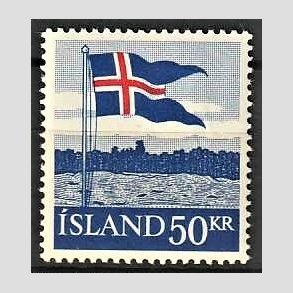 FRIMRKER ISLAND | 1958 - AFA 329 - Det islandske flag - 50 kr. bl/rd - Ubrugt