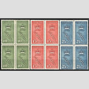 FRIMRKER DANMARK | 1929 - AFA 178,179,180 - 10+5 til 25+5 re Krftfrimrker i Fireblokke - Ubrugt