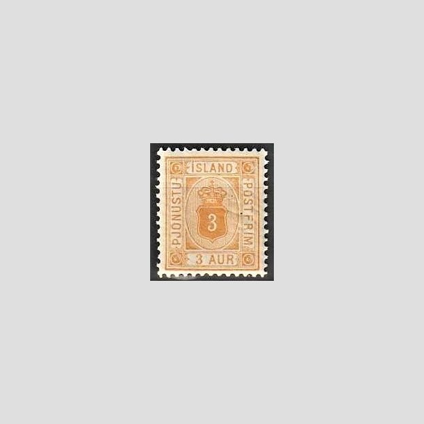 FRIMRKER ISLAND | 1898-1900 - AFA 3B - Tjeneste - 3 aur gul tk. 12 3/4 - Ubrugt