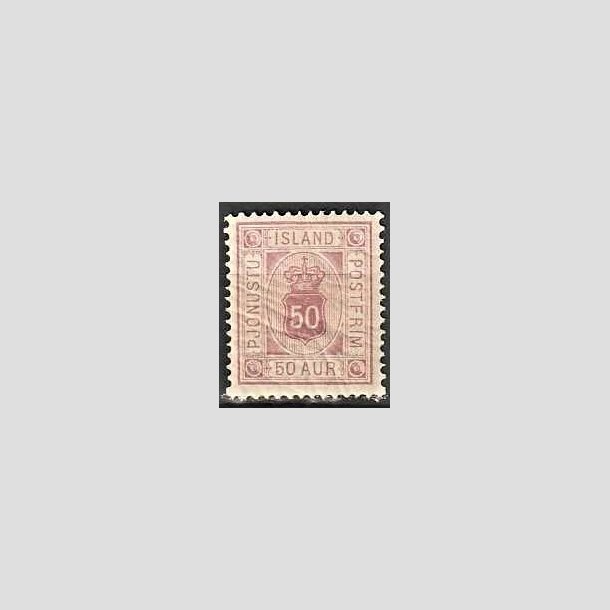 FRIMRKER ISLAND | 1876-95 - AFA 8 - Tjeneste - 50 aur rdlilla tk. 14 - Ubrugt 