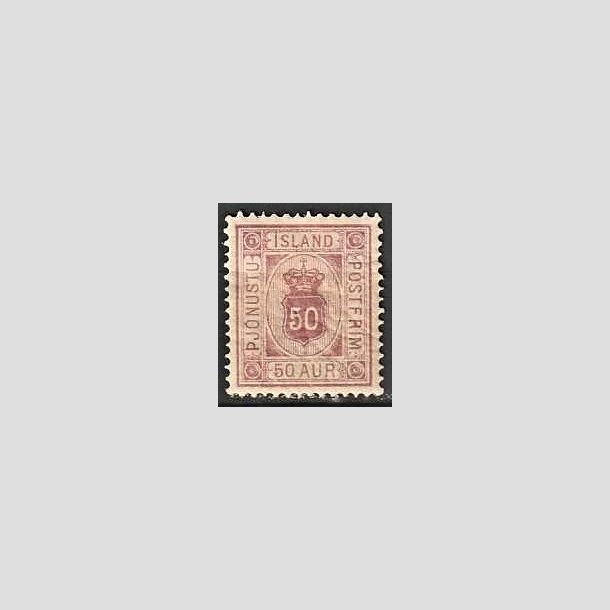 FRIMRKER ISLAND | 1876-95 - AFA 8 - Tjeneste - 50 aur rdlilla tk. 14 - Ubrugt 