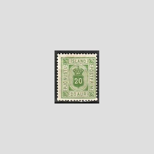 FRIMRKER ISLAND | 1876-95 - AFA 7 - Tjeneste - 20 aur grn tk. 14 - Ubrugt 