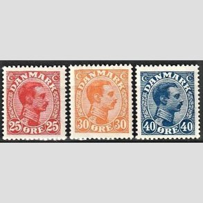 FRIMRKER DANMARK | 1921-22 - AFA 126-28 - Chr. X 25-40 re - Ubrugt