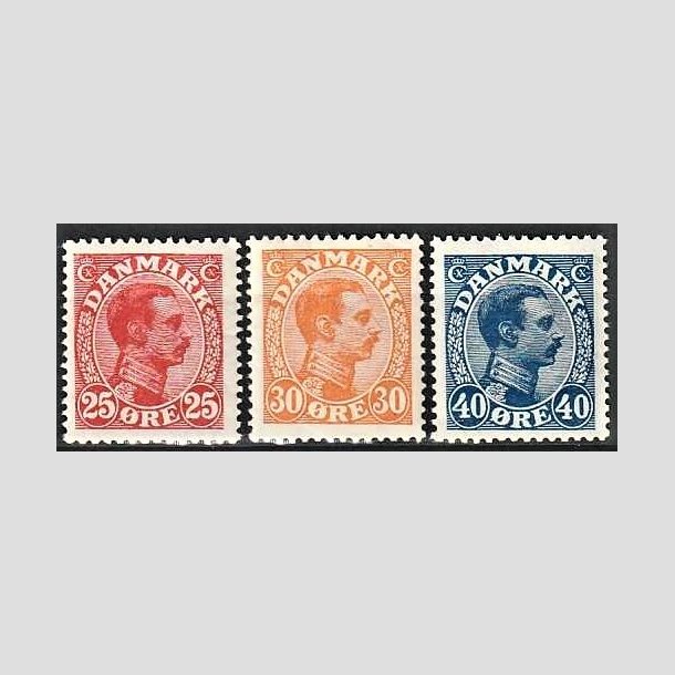 FRIMRKER DANMARK | 1921-22 - AFA 126-28 - Chr. X 25-40 re - Ubrugt