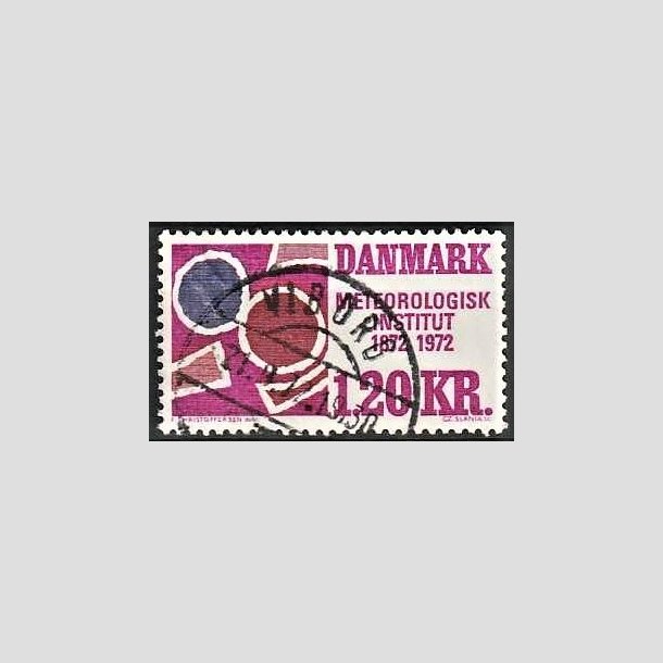 FRIMRKER DANMARK | 1972 - AFA 523 - Meterologisk Institut 100 r - 1,20 Kr. rdviolet/rdbrun/bl - Lux Stemplet Viborg