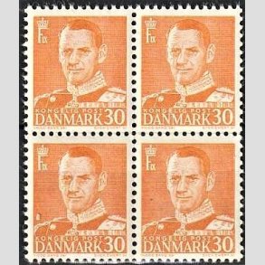 FRIMRKER DANMARK | 1948-50 - AFA 309a - Fr. IX 30 re orange Type II i 4-blok - Postfrisk