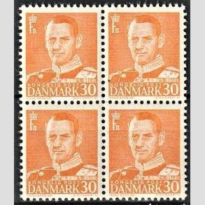 FRIMRKER DANMARK | 1948-50 - AFA 309a - Fr. IX 30 re orange Type II i 4-blok - Postfrisk