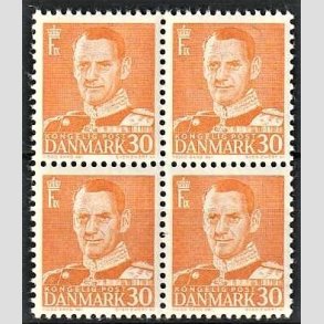 FRIMRKER DANMARK | 1948-50 - AFA 309a - Fr. IX 30 re orange Type II i 4-blok - Postfrisk