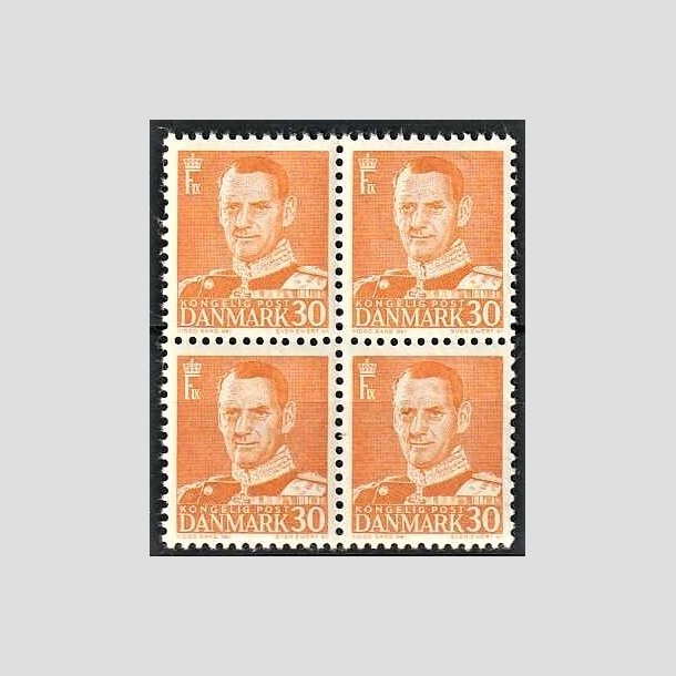 FRIMRKER DANMARK | 1948-50 - AFA 309a - Fr. IX 30 re orange Type II i 4-blok - Postfrisk