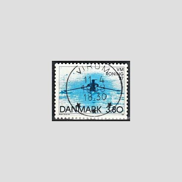 FRIMRKER DANMARK | 1987 - AFA 887 - WM i roning - 3,80 Kr. bl - Pragt Stemplet Virum