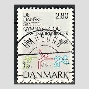 FRIM�RKER DANMARK | 1986 - AFA 862 - Dansk Skytte og Gymnastik - 2,80 Kr. flerfarvet - Pragt Stemplet Hadsund