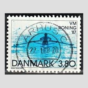 FRIM�RKER DANMARK | 1987 - AFA 887 - WM i roning - 3,80 Kr. bl� - Pragt Stemplet �rhus C