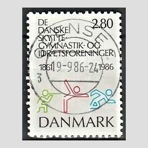 FRIM�RKER DANMARK | 1986 - AFA 862 - Dansk Skytte og Gymnastik - 2,80 Kr. flerfarvet - Pragt Stemplet Odense C