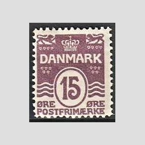 FRIM�RKER DANMARK | 1905-06 - AFA 46 - B�lgelinie 15 �re brunlilla - Ubrugt