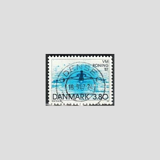 FRIMRKER DANMARK | 1987 - AFA 887 - WM i roning - 3,80 Kr. bl - Pragt Stemplet Odense C