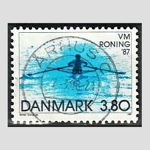 FRIM�RKER DANMARK | 1987 - AFA 887 - WM i roning - 3,80 Kr. bl� - Pragt Stemplet �rhus C