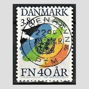 FRIM�RKER DANMARK | 1985 - AFA 841 - FN 40 �r - 3,80 Kr. flerfarvet - Lux Stemplet K�benhavn