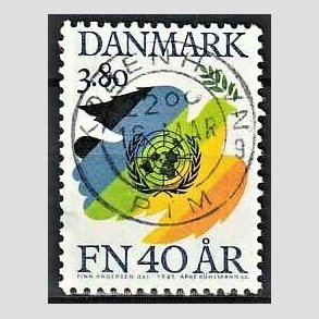 FRIM�RKER DANMARK | 1985 - AFA 841 - FN 40 �r - 3,80 Kr. flerfarvet - Lux Stemplet K�benhavn