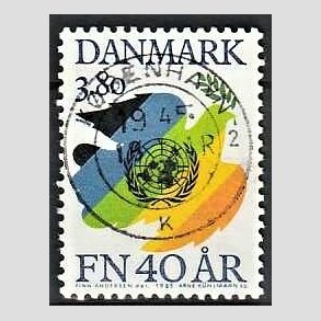 FRIM�RKER DANMARK | 1985 - AFA 841 - FN 40 �r - 3,80 Kr. flerfarvet - Lux Stemplet K�benhavn