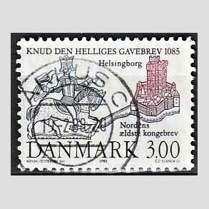 FRIM�RKER DANMARK | 1985 - AFA 835 - Domkirken i Lund - 3,00 Kr. m�rkbl�/lilla - Pragt Stemplet �rhus C