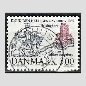 FRIM�RKER DANMARK | 1985 - AFA 835 - Domkirken i Lund - 3,00 Kr. m�rkbl�/lilla - Pragt Stemplet �rhus C