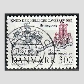 FRIM�RKER DANMARK | 1985 - AFA 835 - Domkirken i Lund - 3,00 Kr. m�rkbl�/lilla - Pragt Stemplet �rhus C