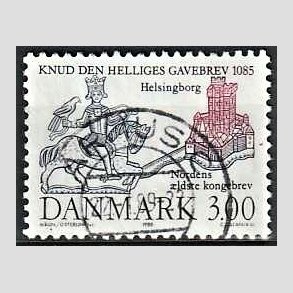 FRIM�RKER DANMARK | 1985 - AFA 835 - Domkirken i Lund - 3,00 Kr. m�rkbl�/lilla - Pragt Stemplet �rhus C