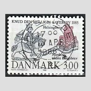 FRIM�RKER DANMARK | 1985 - AFA 835 - Domkirken i Lund - 3,00 Kr. m�rkbl�/lilla - Pragt Stemplet Roskilde