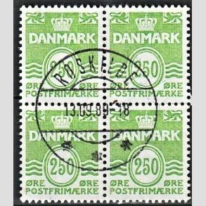 FRIMRKER DANMARK | 1985 - AFA 819 - Blgelinie - 250 re lysgrn i 4-blok - Pragt Stemplet Roskilde