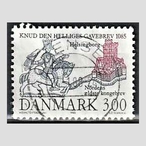 FRIM�RKER DANMARK | 1985 - AFA 835 - Domkirken i Lund - 3,00 Kr. m�rkbl�/lilla - Pragt Stemplet Odense