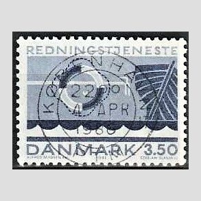 FRIM�RKER DANMARK | 1983 - AFA 784 - Redningstjenester - 3,50 Kr. bl� - Pragt Stemplet K�benhavn